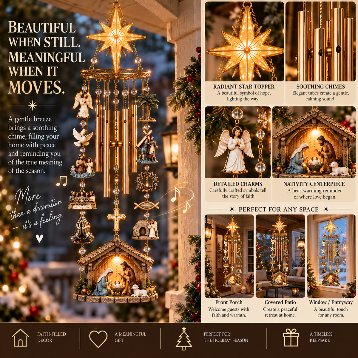 Festive Christmas Nativity Set Decoration with Radiant Star Topper