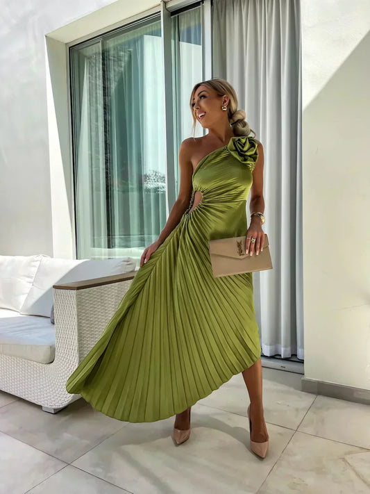 Holly | Women's Pleated Wedding Guest Midi Dress