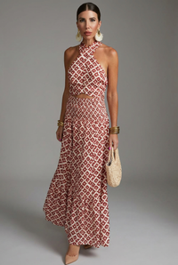Mabel | Women's Halterneck Maxi Wedding Guest Dress