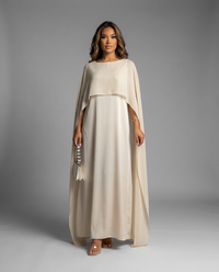 Henrietta | Women Cape Detail Wedding Guest Maxi Dress