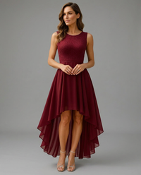Hallie | Women’s High-Low Wedding Guest Midi Dress