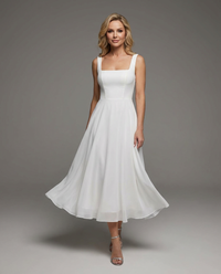 Prudence | Women Square Neck Wedding Guest Midi Dress