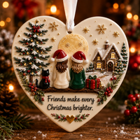 Hanging Christmas Tree Bauble Ornament Best Friends Heart Keepsake