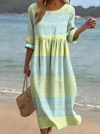 Tess | Women's Fall Plaid Midi Dress
