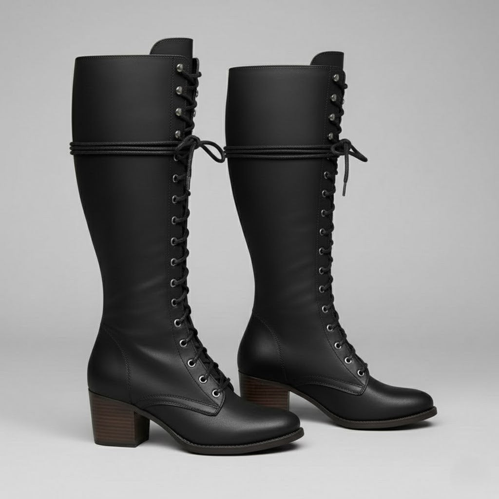 Isla | Women's Sturdy Lace-Up Knee-High Boots