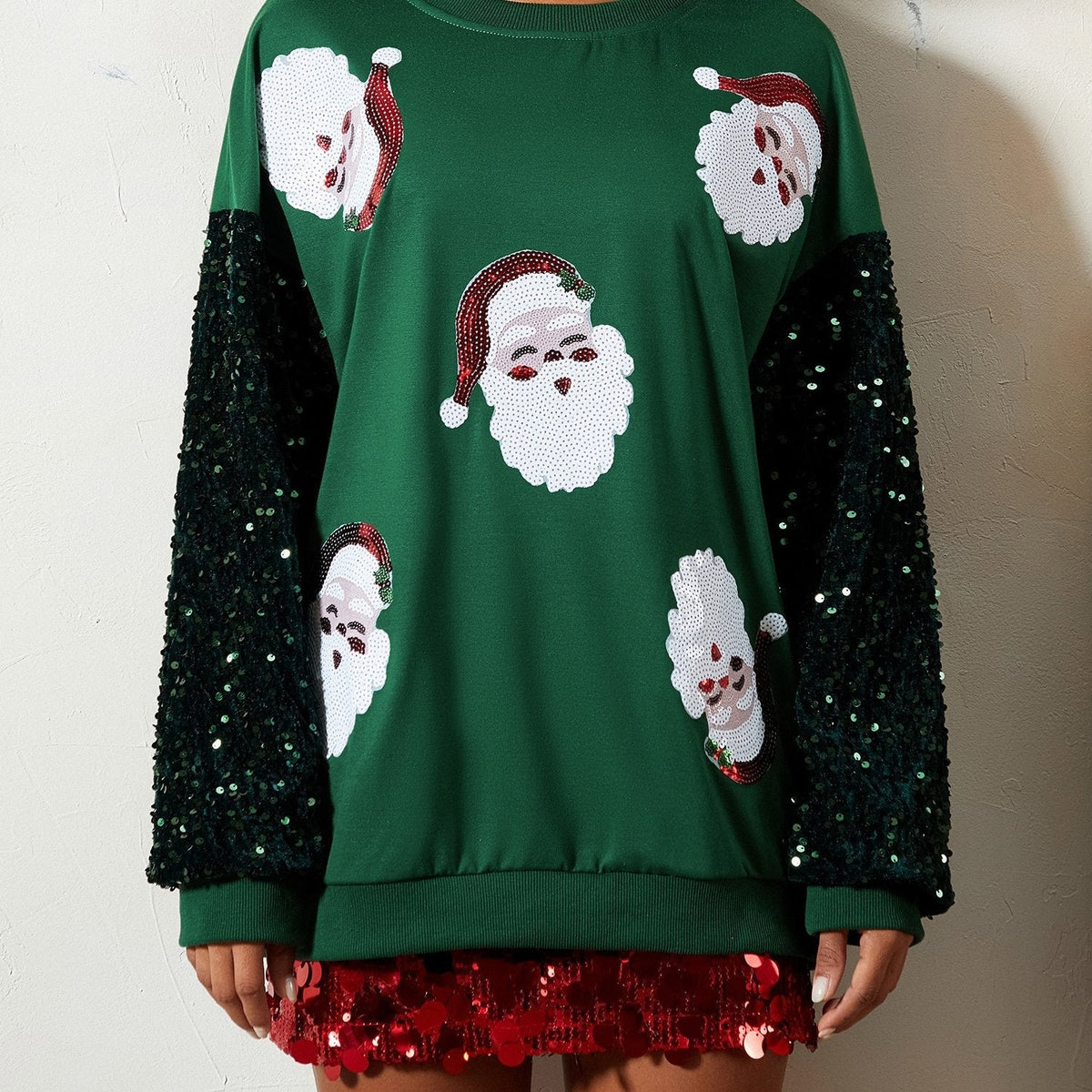 Jacqueline | Women's Sequined Sequin Christmas Jumper with Sequin Sleeves
