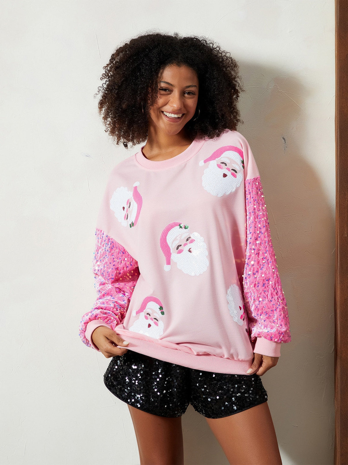 Jacqueline | Women's Sequined Sequin Christmas Jumper with Sequin Sleeves