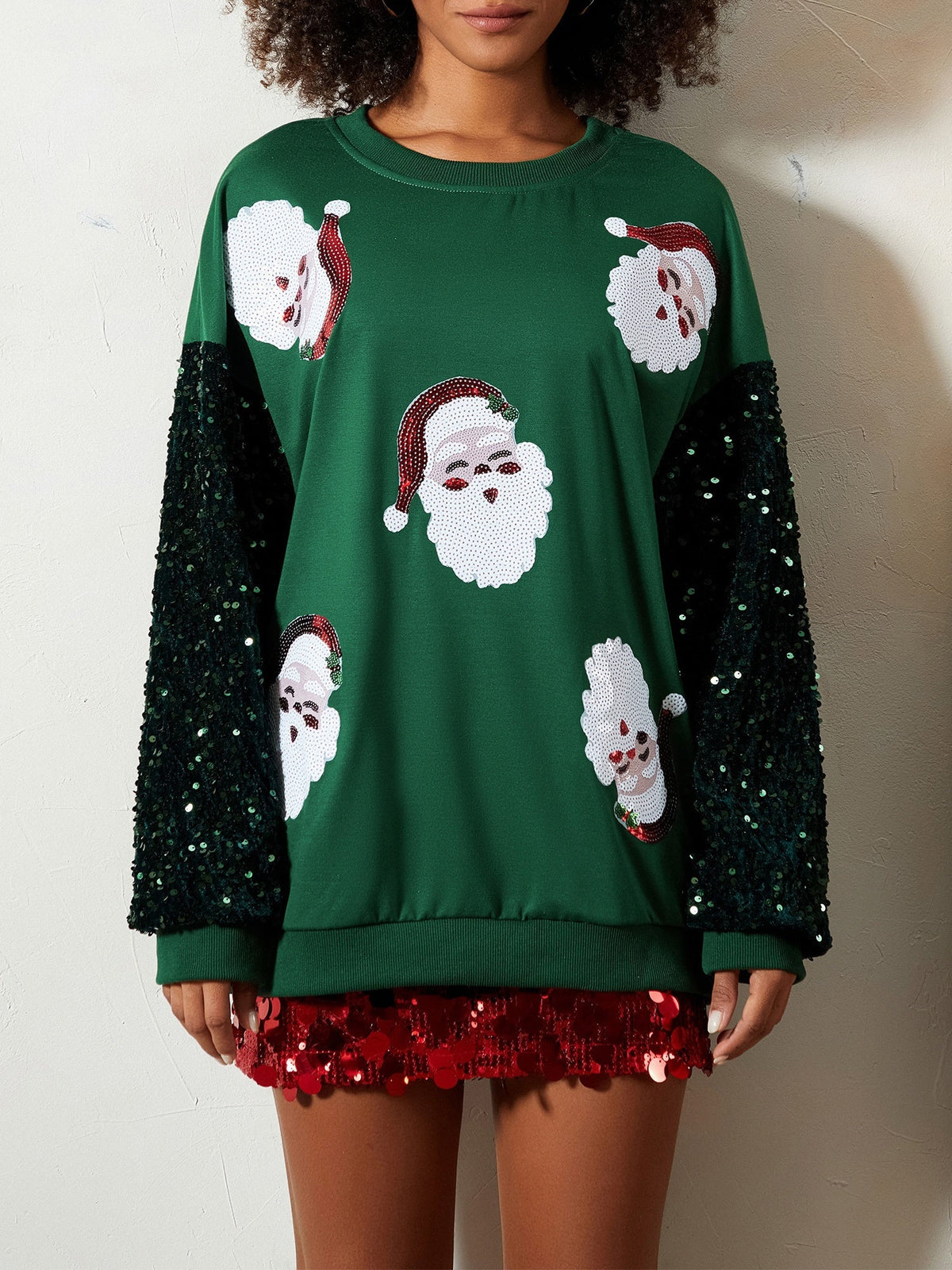 Jacqueline | Women's Sequined Sequin Christmas Jumper with Sequin Sleeves