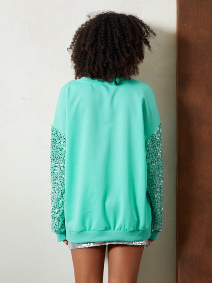 Jacqueline | Women's Sequined Sequin Christmas Jumper with Sequin Sleeves