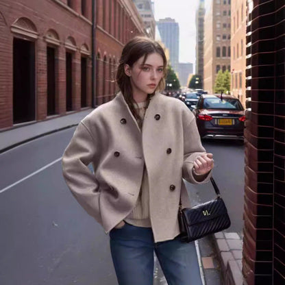 Joanne | Women's Double-Breasted Elegant Wool Pea Coat
