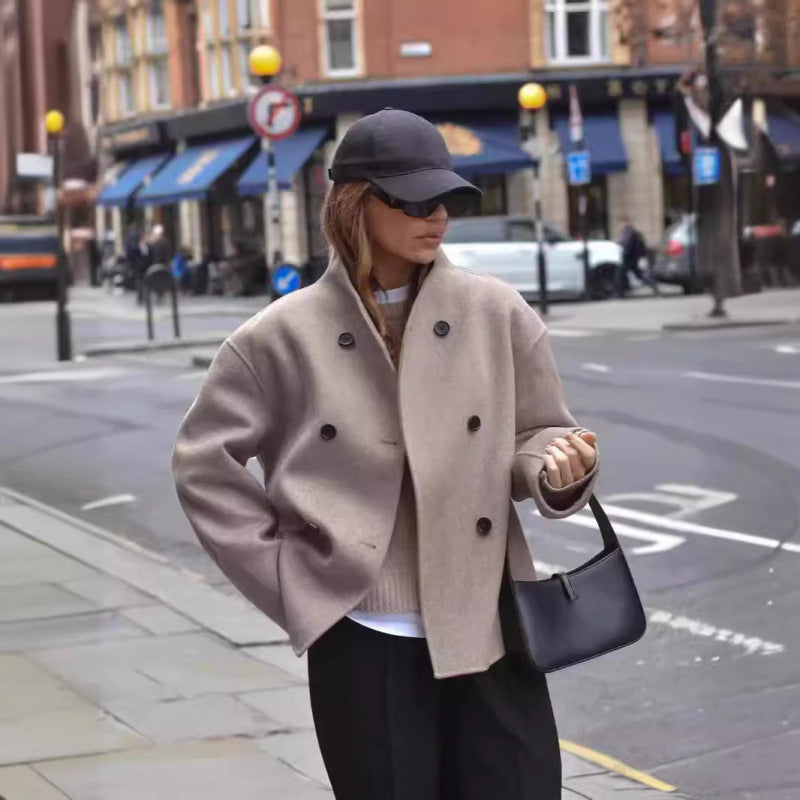 Joanne | Women's Double-Breasted Elegant Wool Pea Coat