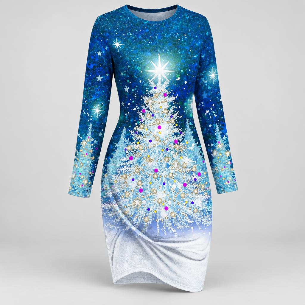 Julie | Women's Starry Elegant Midi Christmas Party Dress