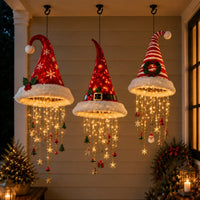 LED Christmas Wall Hanging Decoration with Festive Santa Hat