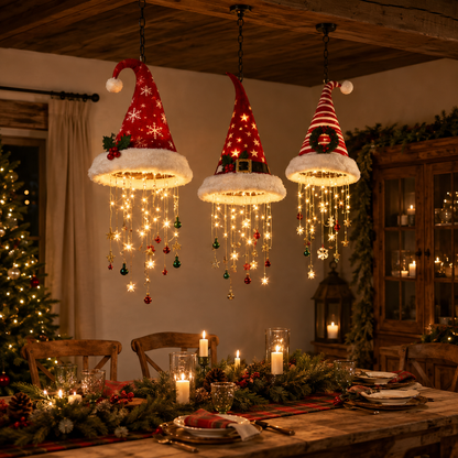 LED Christmas Wall Hanging Decoration with Festive Santa Hat