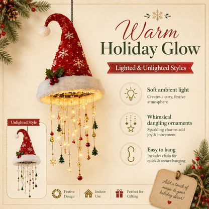 LED Christmas Wall Hanging Decoration with Festive Santa Hat