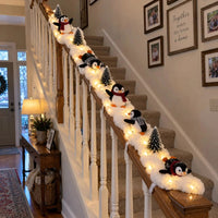 LED Christmas Wall Hanging Decoration with Playful Penguin Figures