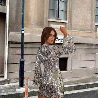 Lesley | Women's Elegant Sequin Mini Christmas Party Dress
