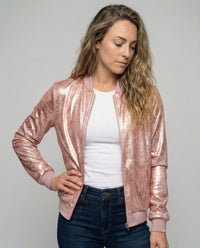 Lily | Women's Shimmer Zip-Up Bomber Jacket