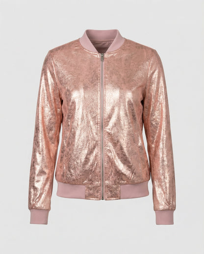 Lily | Women's Shimmer Zip-Up Bomber Jacket