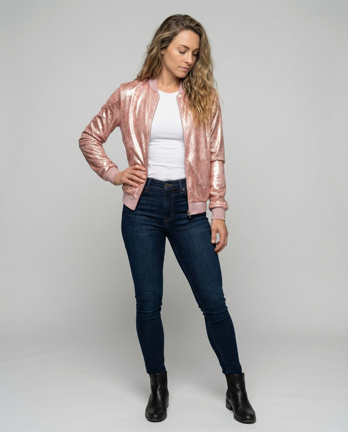 Lily | Women's Shimmer Zip-Up Bomber Jacket