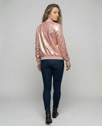 Lily | Women's Shimmer Zip-Up Bomber Jacket
