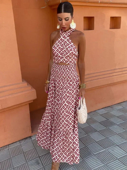 Mabel | Women's Halterneck Maxi Wedding Guest Dress