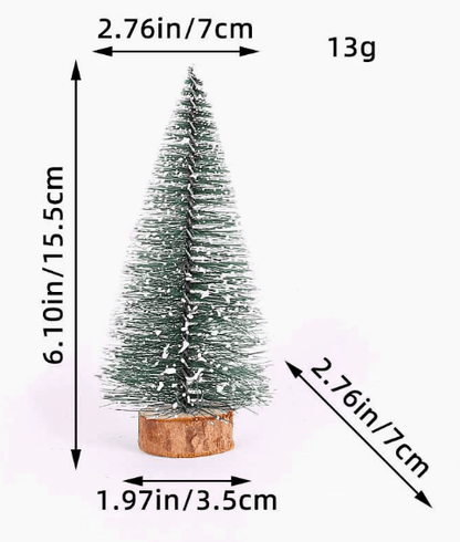 Mini Tabletop Christmas Tree Decoration Frosted Evergreen Set