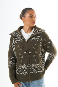Paula | Women's Patterned Bandana Cardigan