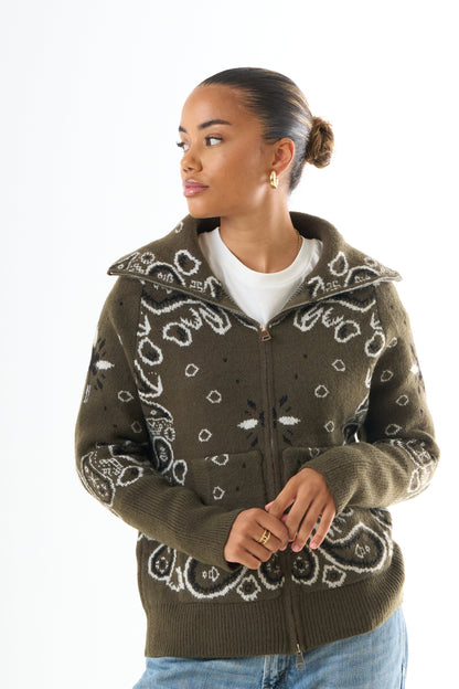 Paula | Women's Patterned Bandana Cardigan