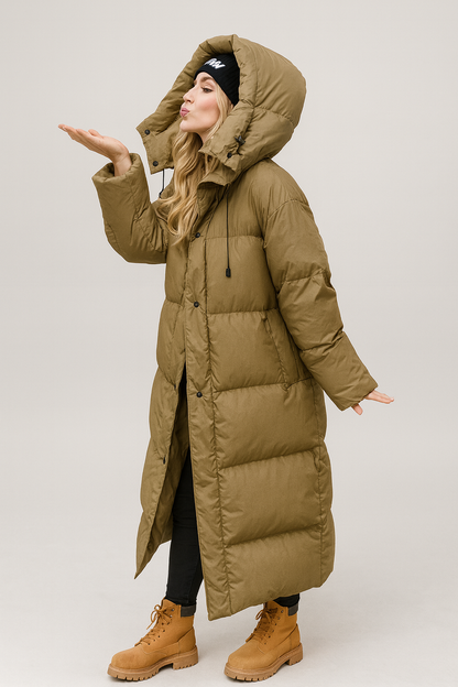 Rebecca | Women's Quilted Longline Hooded Puffer Jacket