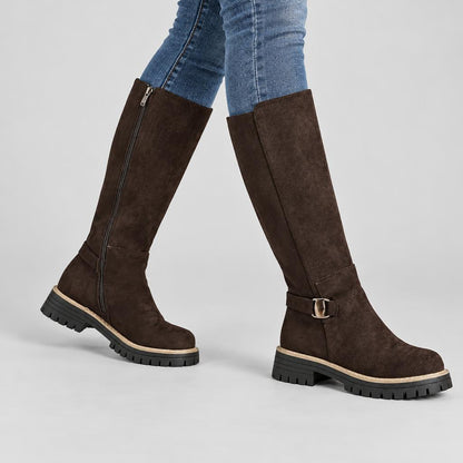 Sandra | Women's Buckle Lug-Sole Knee-High Boots