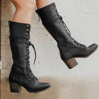 Sienna | Women's Edgy Lace-Up Knee-High Boots