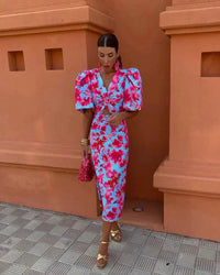 Nyla | Women's Floral Midi Wedding Guest Dress