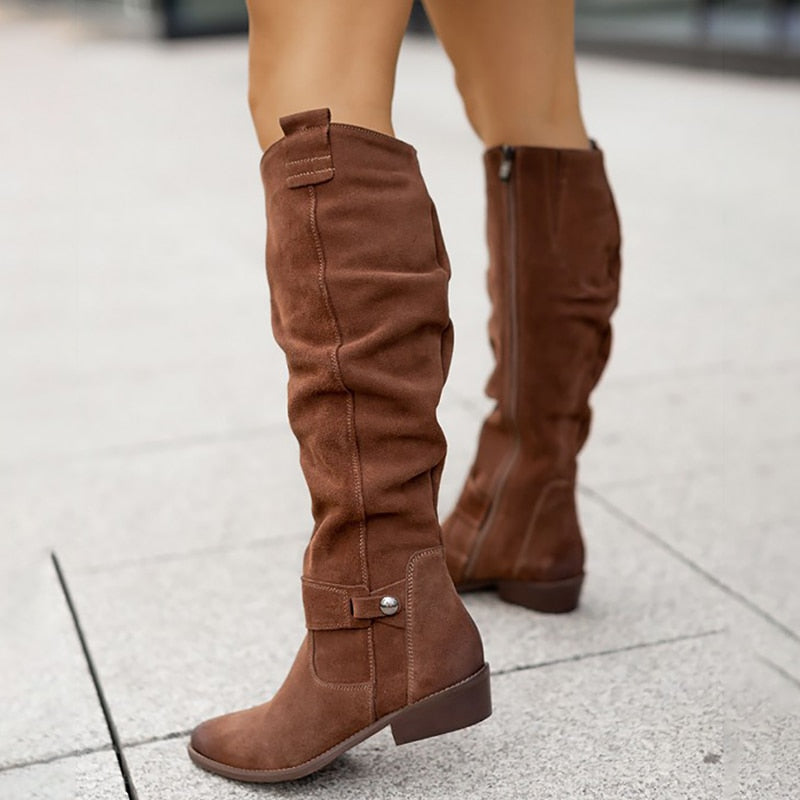 Sophie | Women's Slouchy Cosy Leather Knee-High Boots