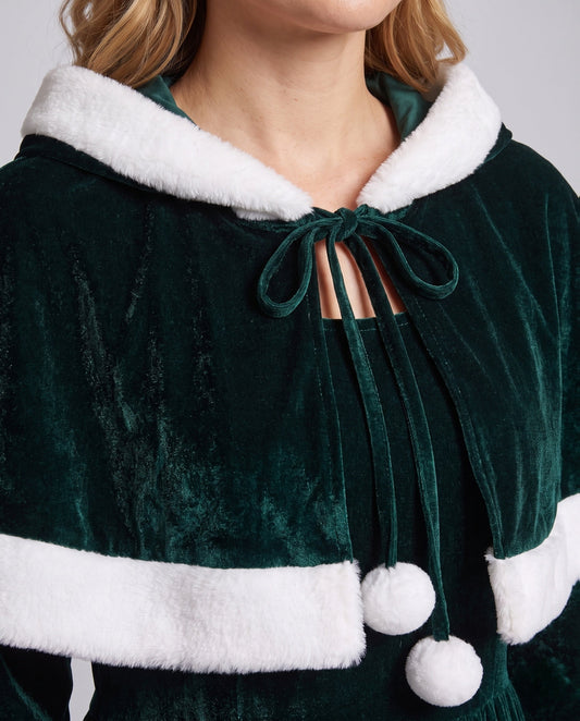 Tilly | Women's Hooded Elegant Velvet Maxi Christmas Party Dress