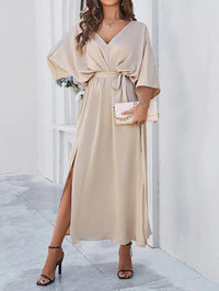 Hannah | Women's Elegant Satin Wrap Dress With Side Slit
