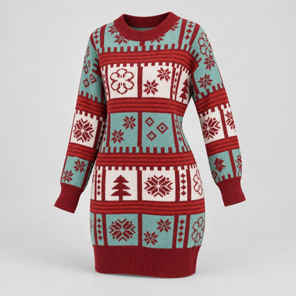 Victoria | Women's Festive Knitted Midi Christmas Jumper Dress